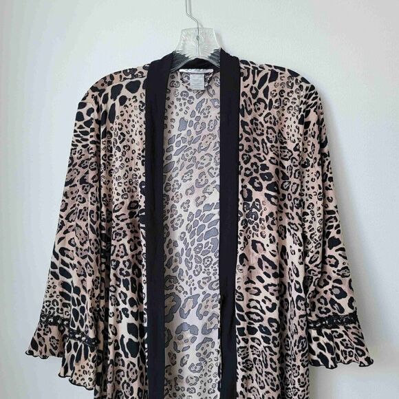 Linea Donatella Leopard Print Robe Babydoll Set Lace Trim Sleepwear Size XL M* - Picture 5 of 11